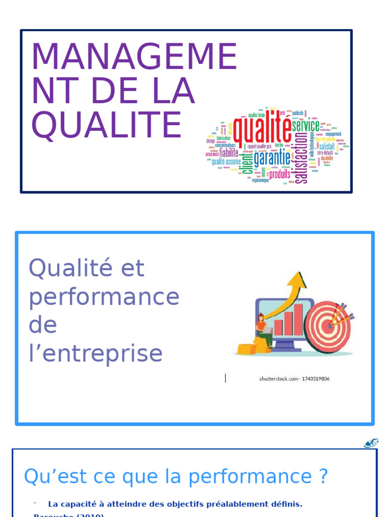 Qualité : Clé de la Performance Entreprise | PDF | Management de la ...