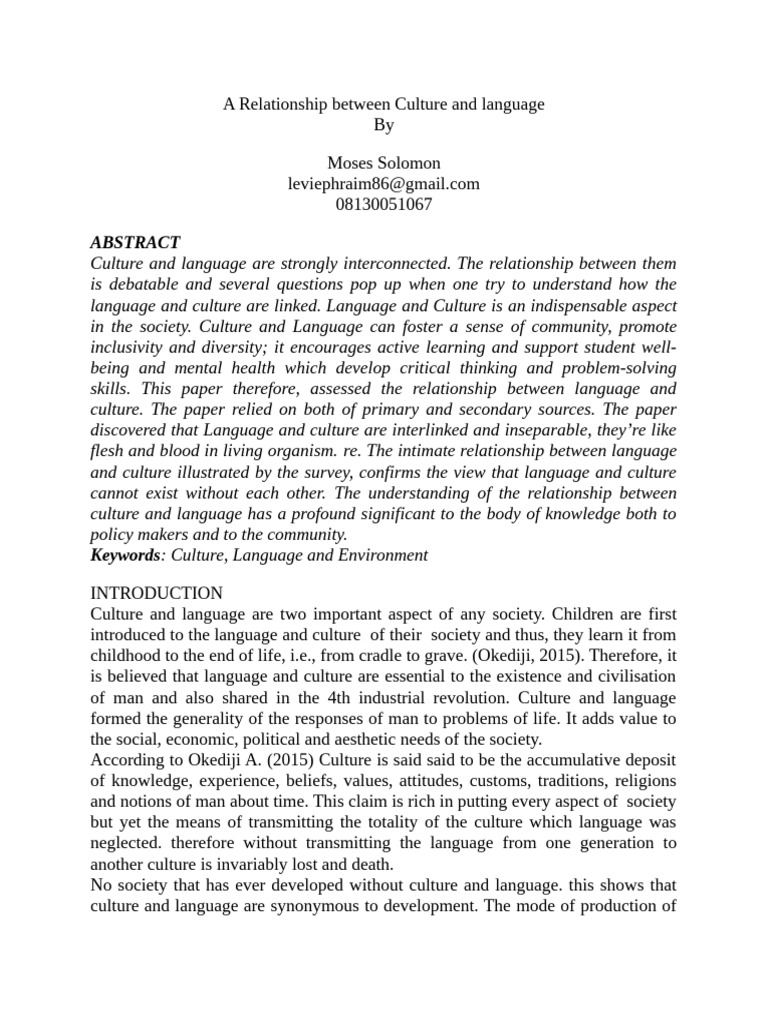 Culture and Language Interconnection | PDF | Behaviorism | Learning