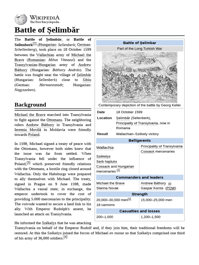 Battle of Șelimbăr | PDF