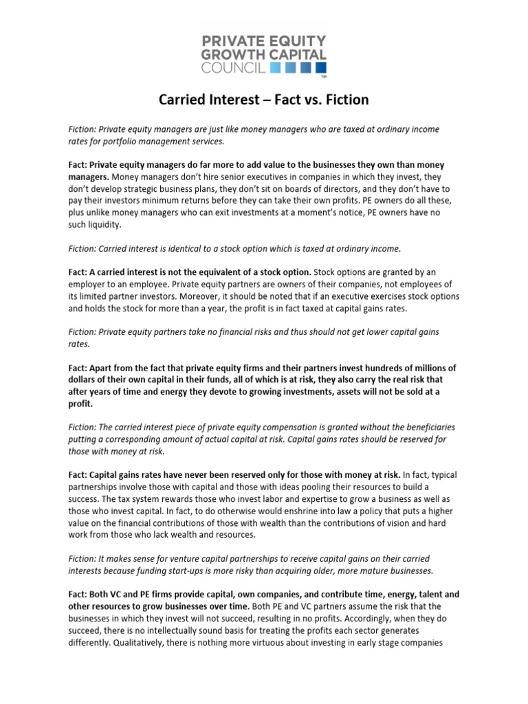 Carried Interest: Myths and Realities | PDF | Carried Interest ...