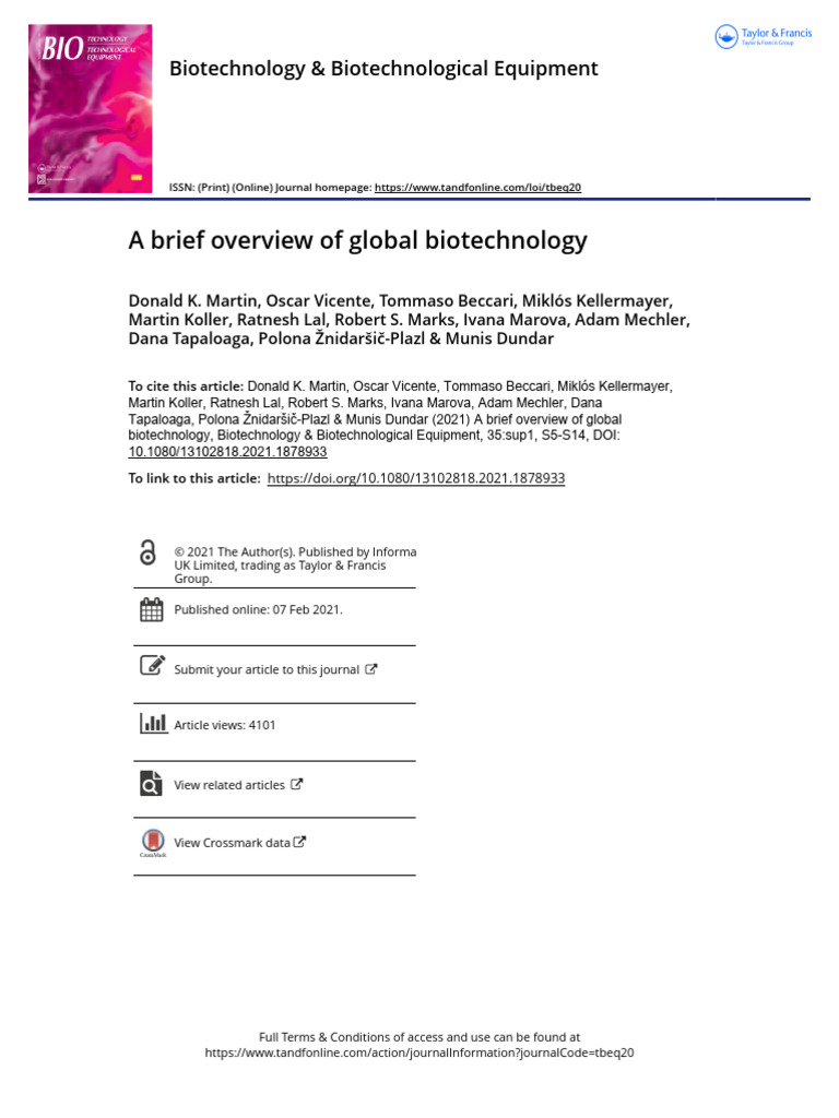 Global Biotechnology Overview 2021 | PDF | Biotechnology | Research And ...