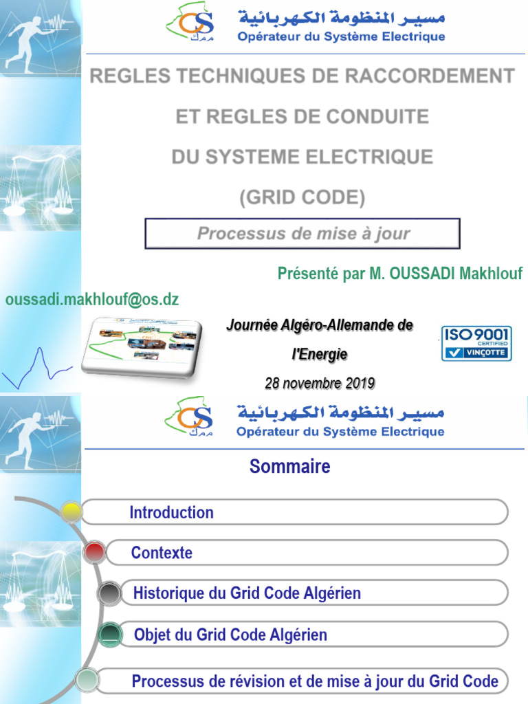 Mise à jour du Grid Code Algérien | PDF | Réseau électrique | Énergie ...