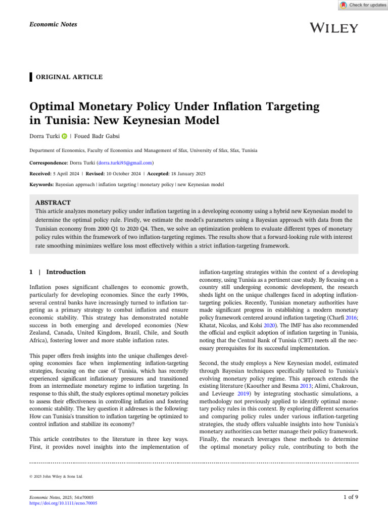 Tunisia's Inflation Targeting Strategy 2025 | PDF | Inflation ...
