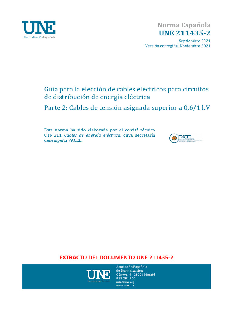 Guía UNE 211435-2: Cables eléctricos 0,6/1 kV | PDF | Corriente ...
