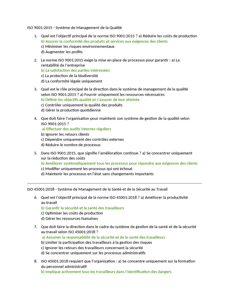 Normes ISO 9001, 45001, 14001 : Guide | PDF | Management de la qualité ...