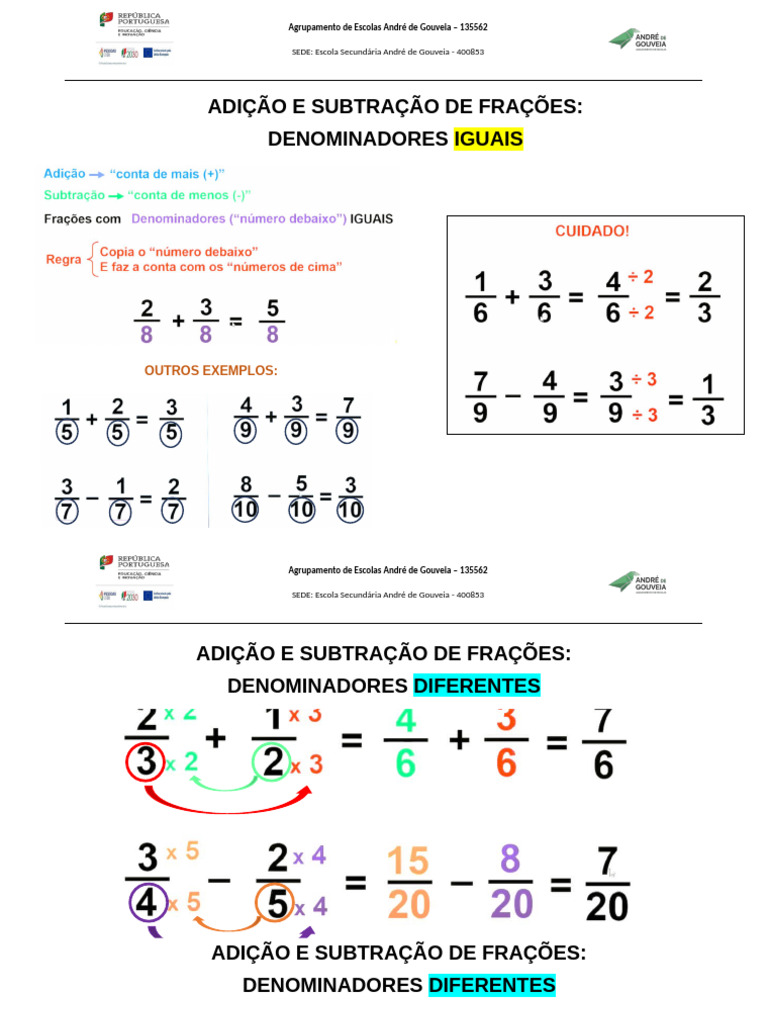 Adição e Subtração de Frações | PDF