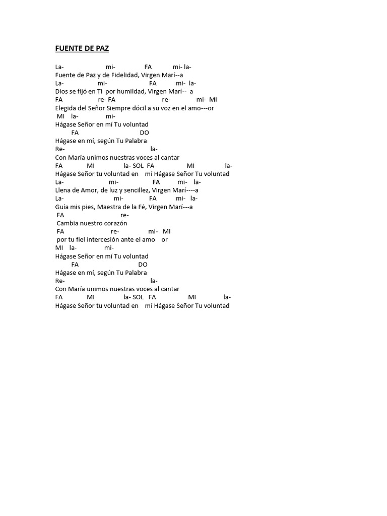 Fuente de Paz: Letra y Acordes | PDF