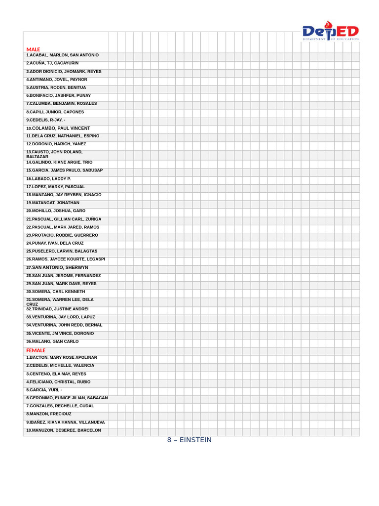 Male and Female Name List | PDF