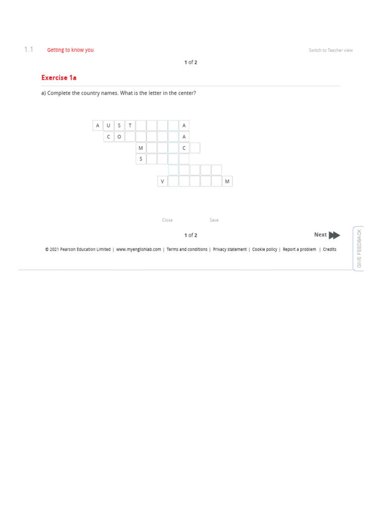 Country Name Completion Exercise | PDF