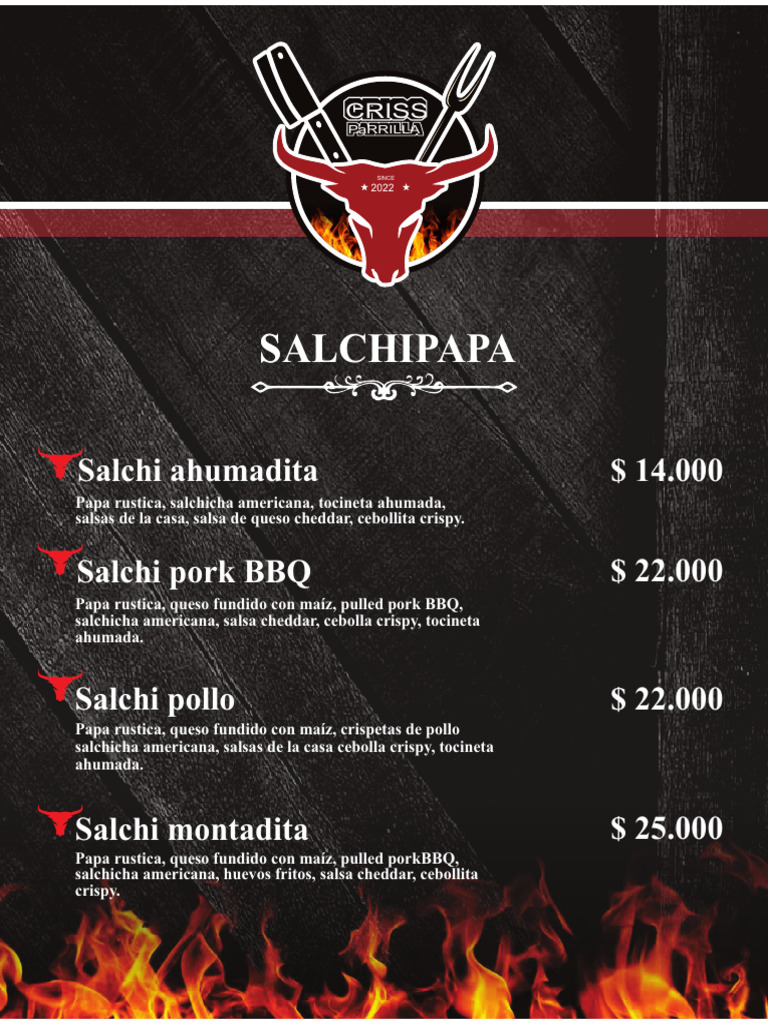 Menu Criss Parrilla Ultimo 1 | PDF | Cocinando | Platos con carne