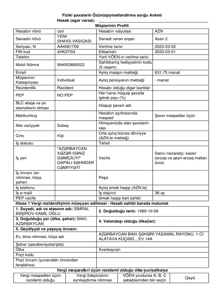 Avans Sənədləri | PDF