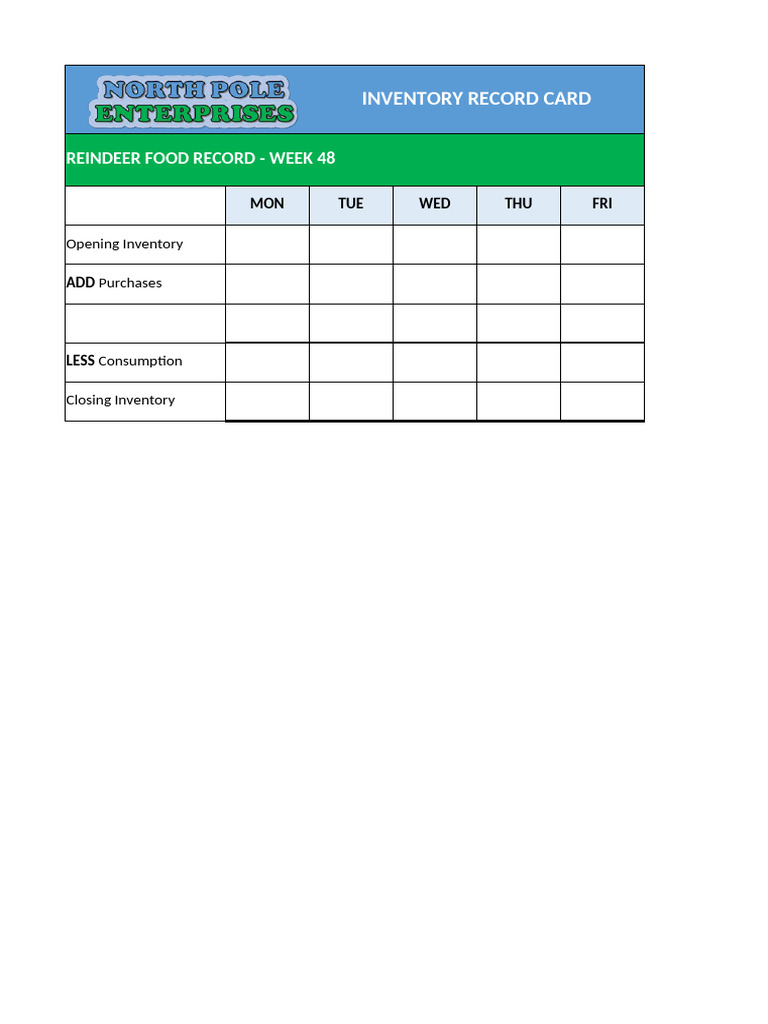 Xmas Inventory Record Card | PDF