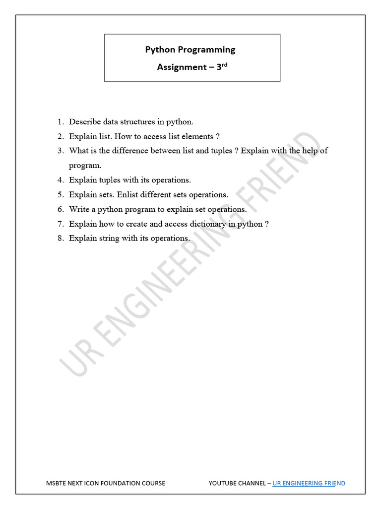Python Data Structures Assignment Guide | PDF