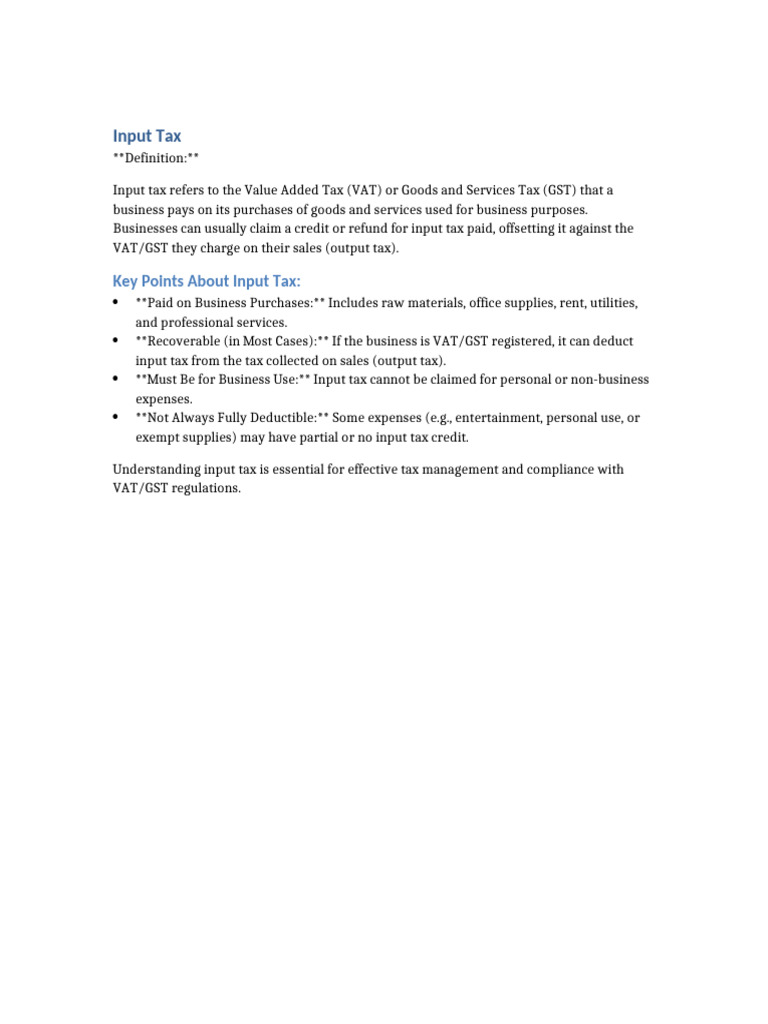 Input tax explained pdf