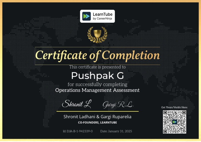 Operations Management Completion Certificate | PDF
