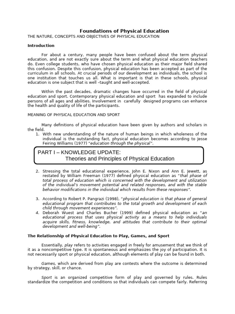 Understanding Physical Education Concepts | PDF