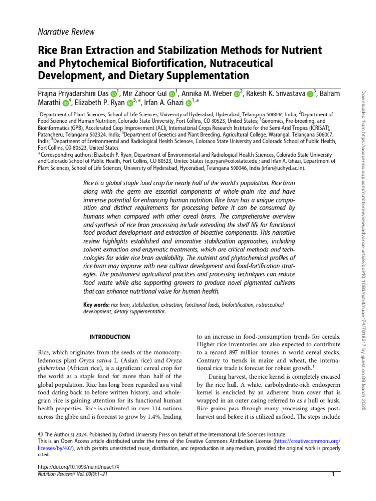Rice Bran Extraction and Biofortification Methods | PDF | Bran | Rice