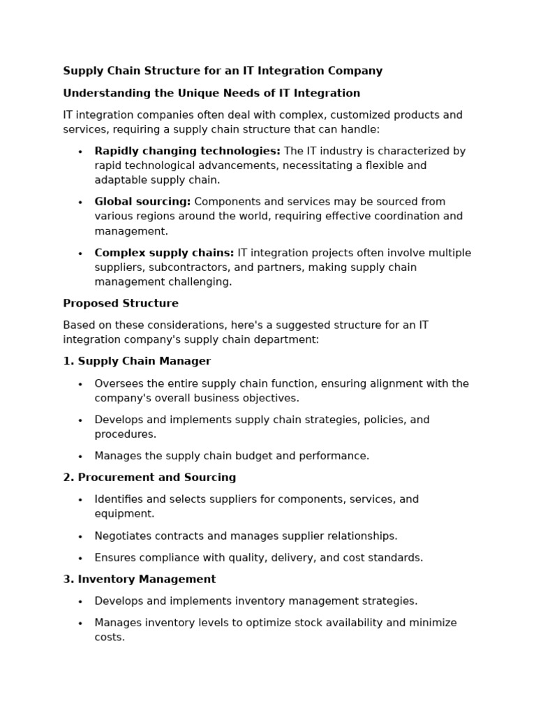 IT Integration Supply Chain Management Guide | PDF | Supply Chain ...