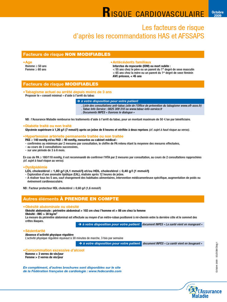 Facteurs de risque cardiovasculaire | PDF | Hypertension artérielle ...
