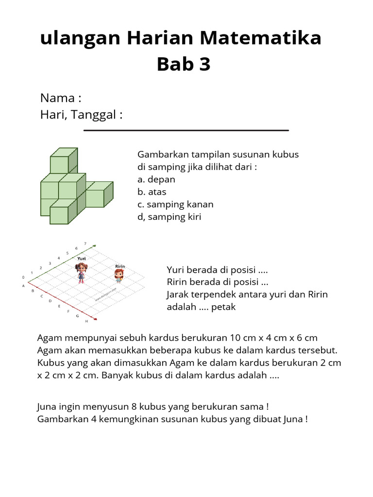 Ulangan Harian Matematika Bab 3 | PDF