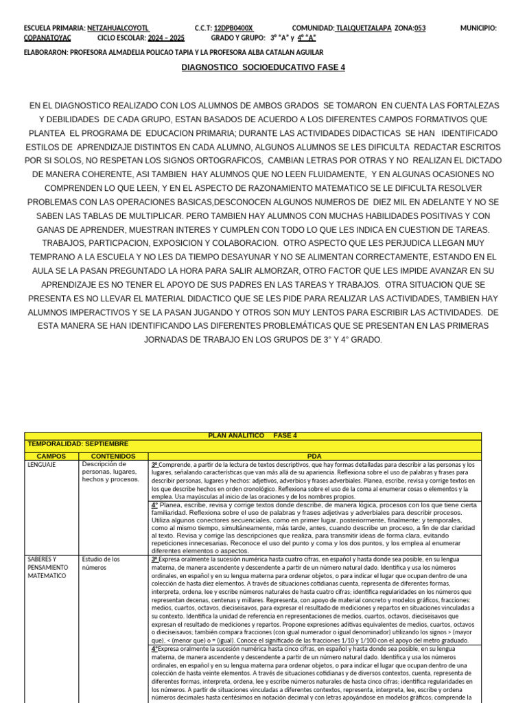 Plan Analitico Fase 4 - 074702 | PDF | Adverbio | Educación primaria