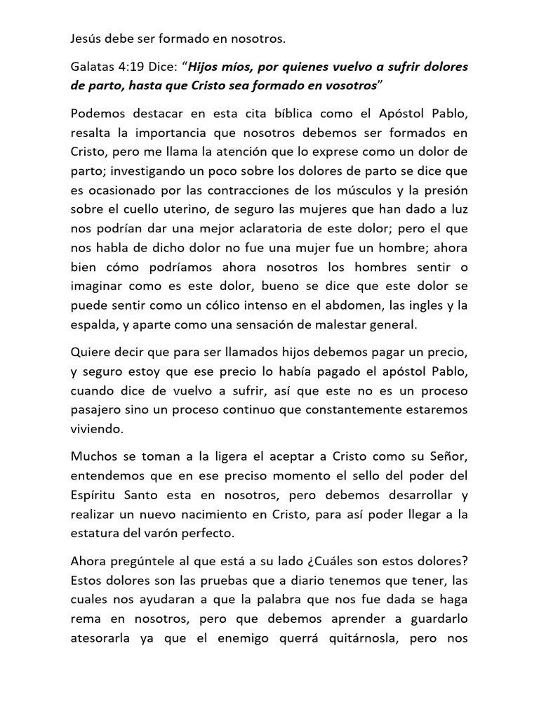 Formación de Cristo en Nosotros | PDF | Cristo (título) | Parto