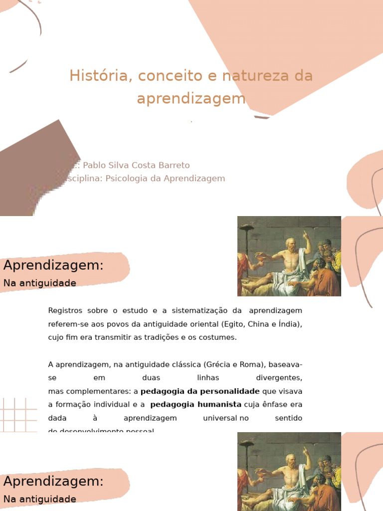 História e Conceitos da Aprendizagem | PDF | Aprendizado | Psicologia