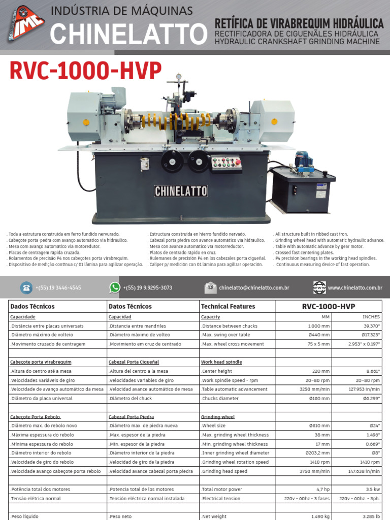 Retífica Hidráulica de Virabrequim RVC-1000-HVP | PDF | Engenharia ...