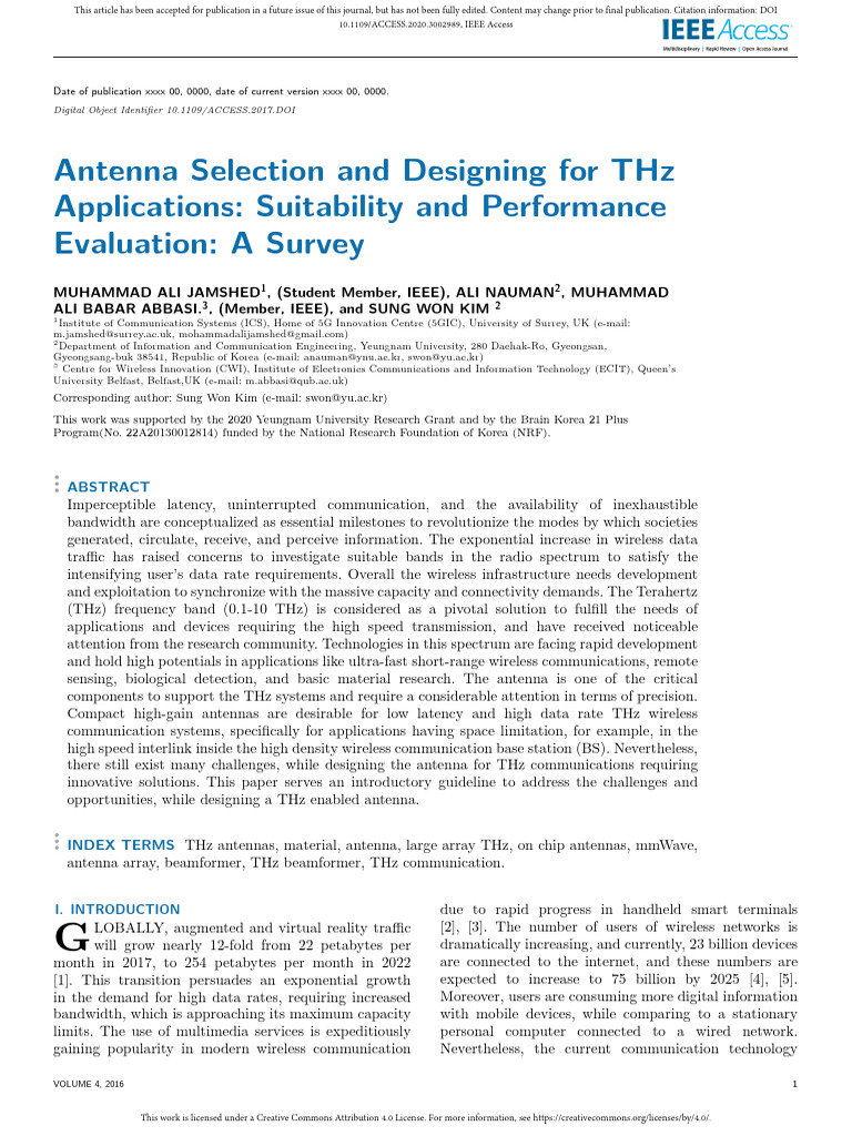 THz Antenna Design and Evaluation Survey | PDF | Terahertz Radiation ...