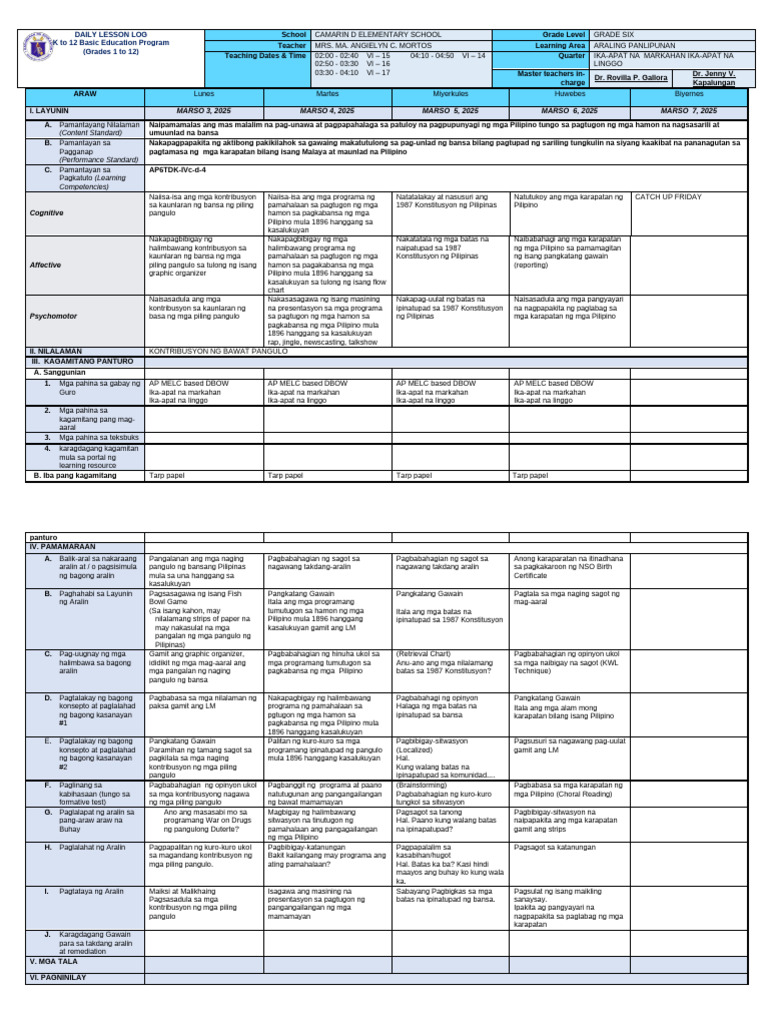 QRT 3 - Week 4 DLL AP | PDF