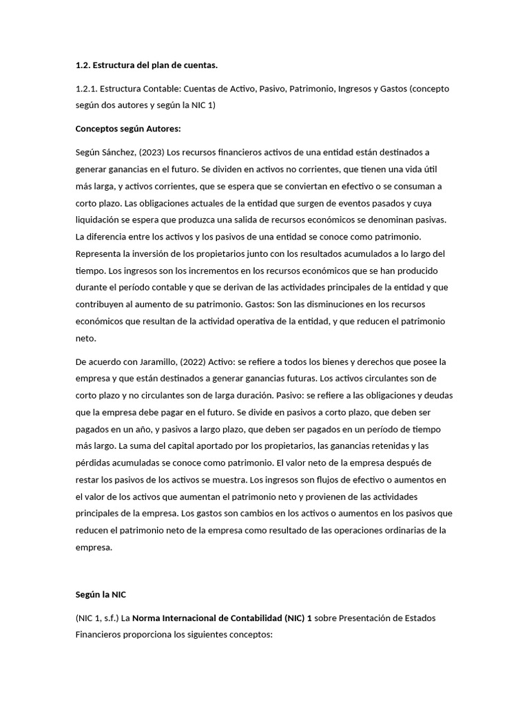 Estructura Del Plan de Cuentas. | PDF | Contabilidad | Dinero