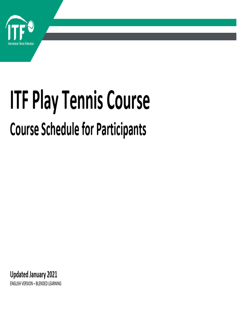ITF Play Tennis Course Overview | PDF | Learning | Teachers