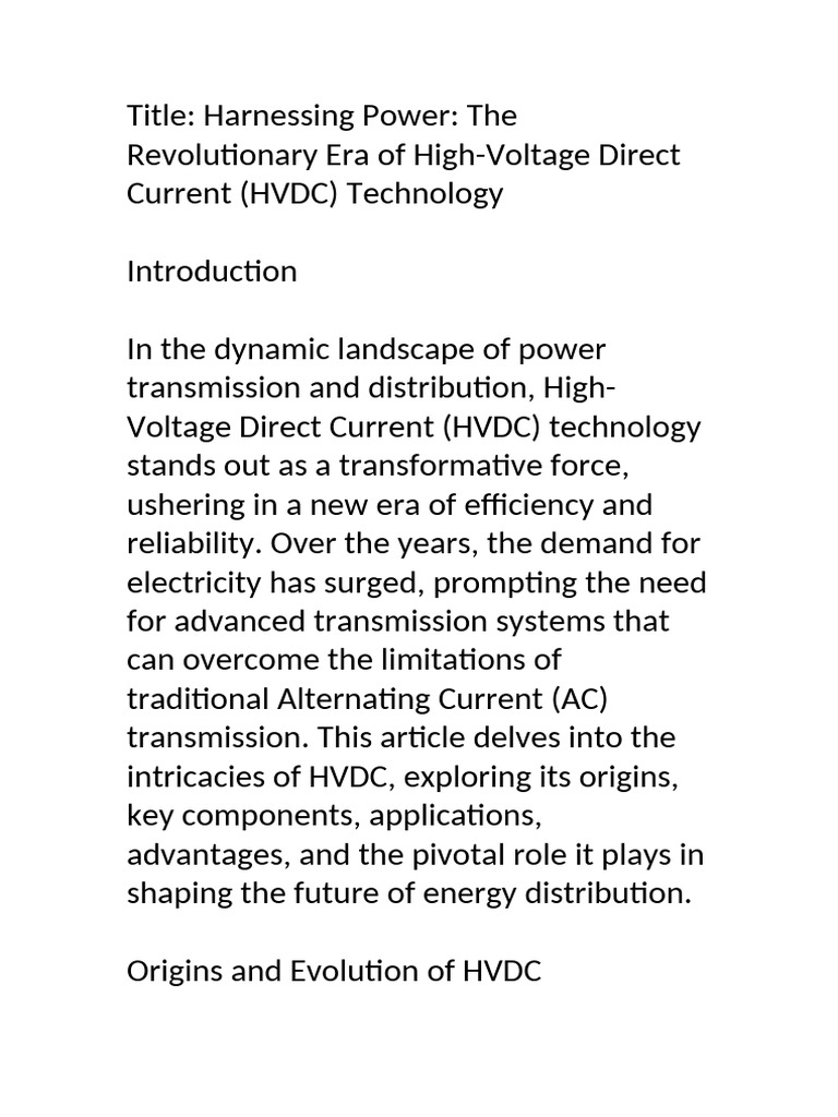 HVDC | PDF | High Voltage Direct Current | Electric Power Transmission