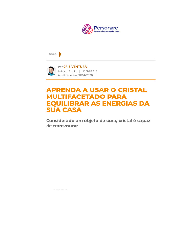 Use Cristal Multifacetado para Harmonizar sua Casa | PDF | Cristal