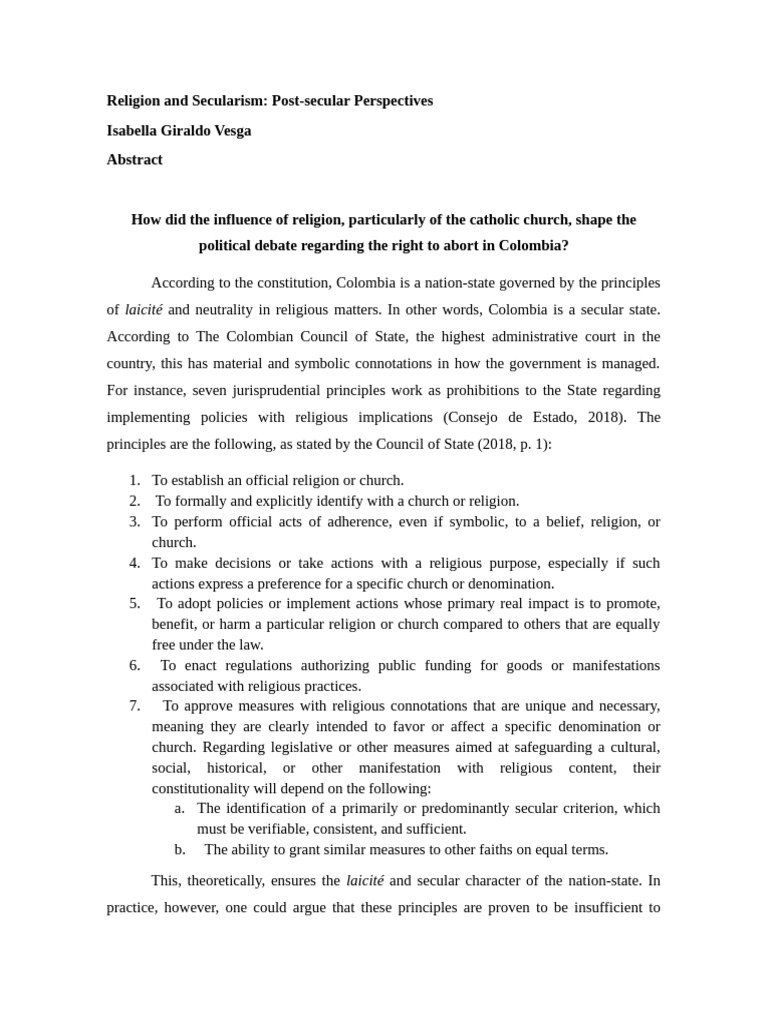 Religion And Secularism Abstract Pdf Justice Crime Violence