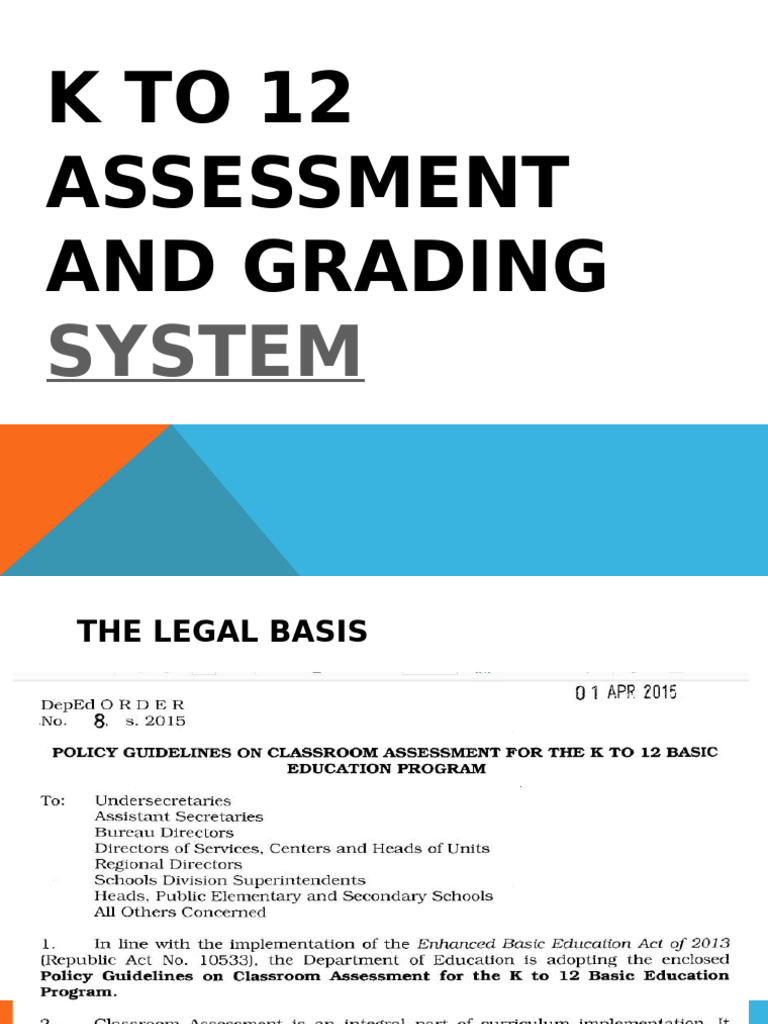 K To 12 Grading System 1 | PDF | Educational Assessment | Learning