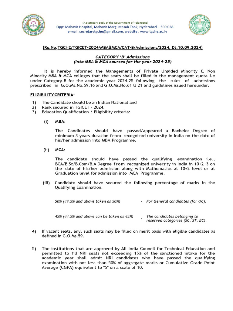 Catb Guidelines Mba Mca 2024 Pdf