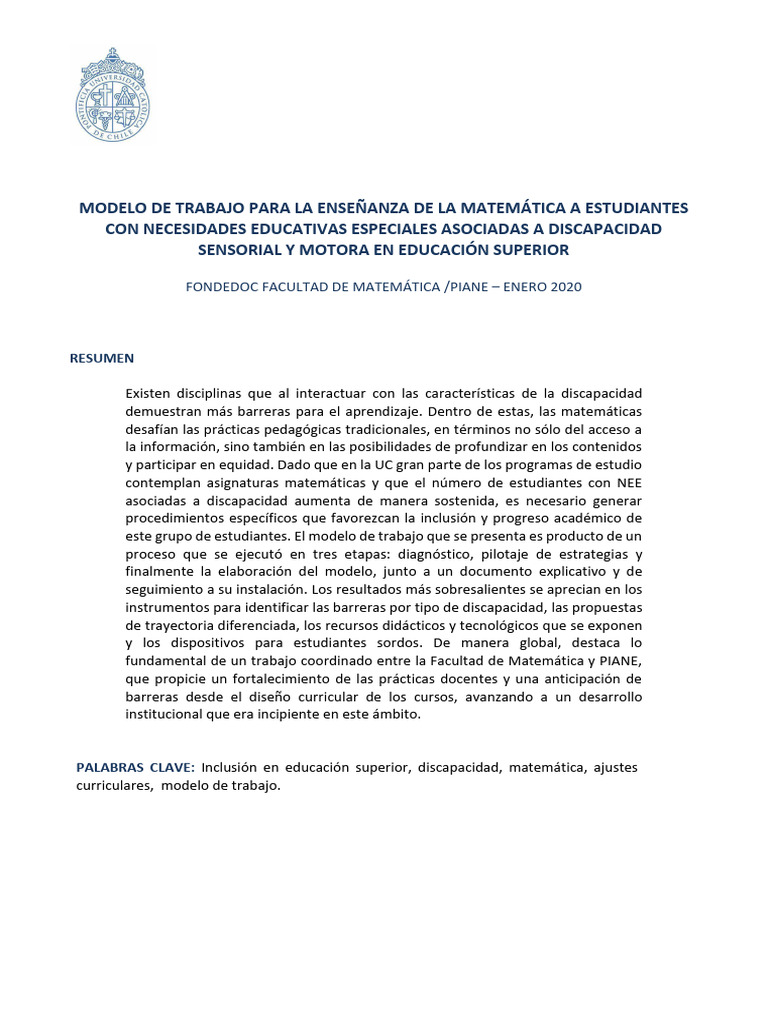 Inclusión Matemática para Estudiantes con NEE | PDF | Plan de estudios ...