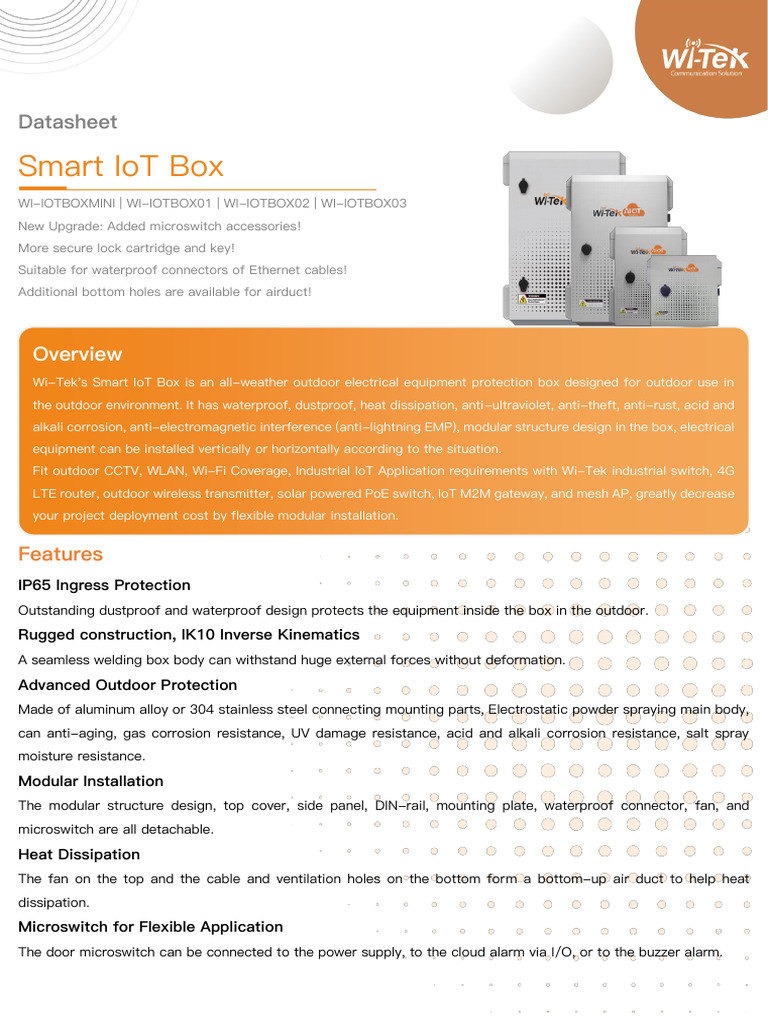 Smart IoT Box Datasheet and Features | PDF | Electrical Connector ...