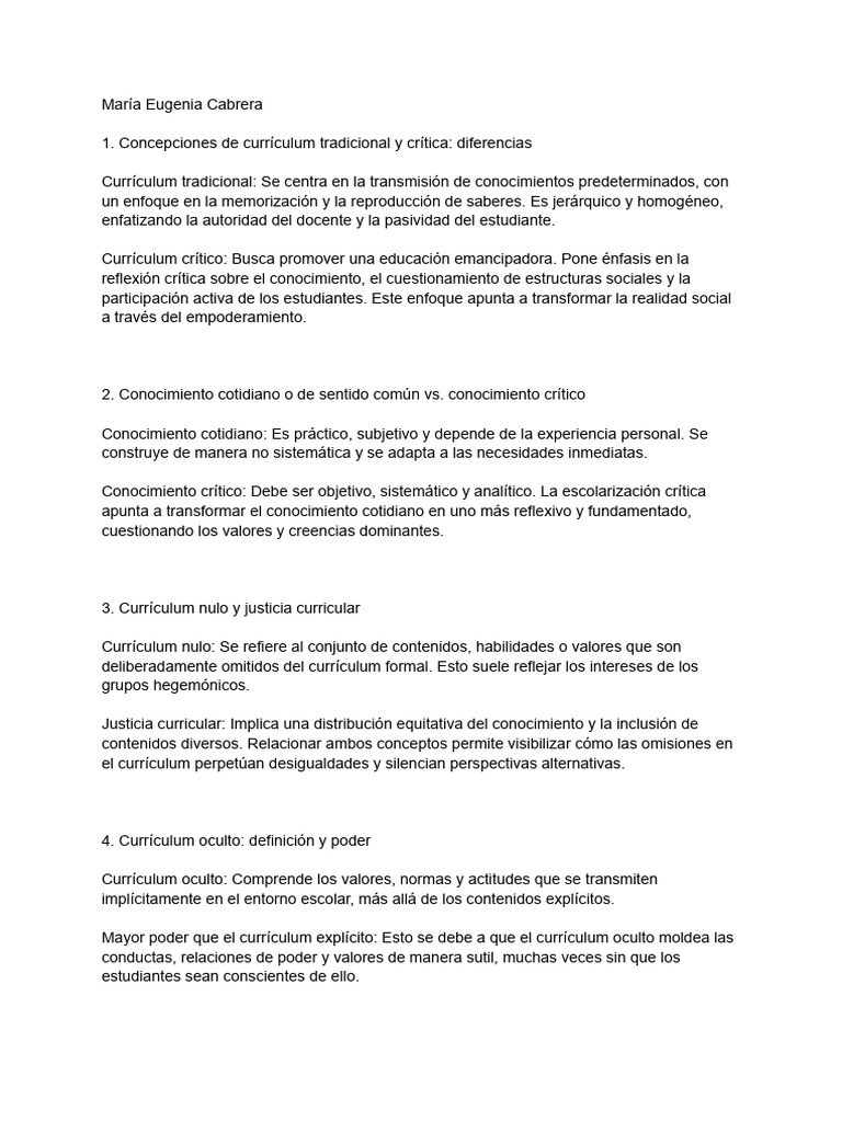 Currículum crítico y su impacto educativo | PDF | Plan de estudios ...