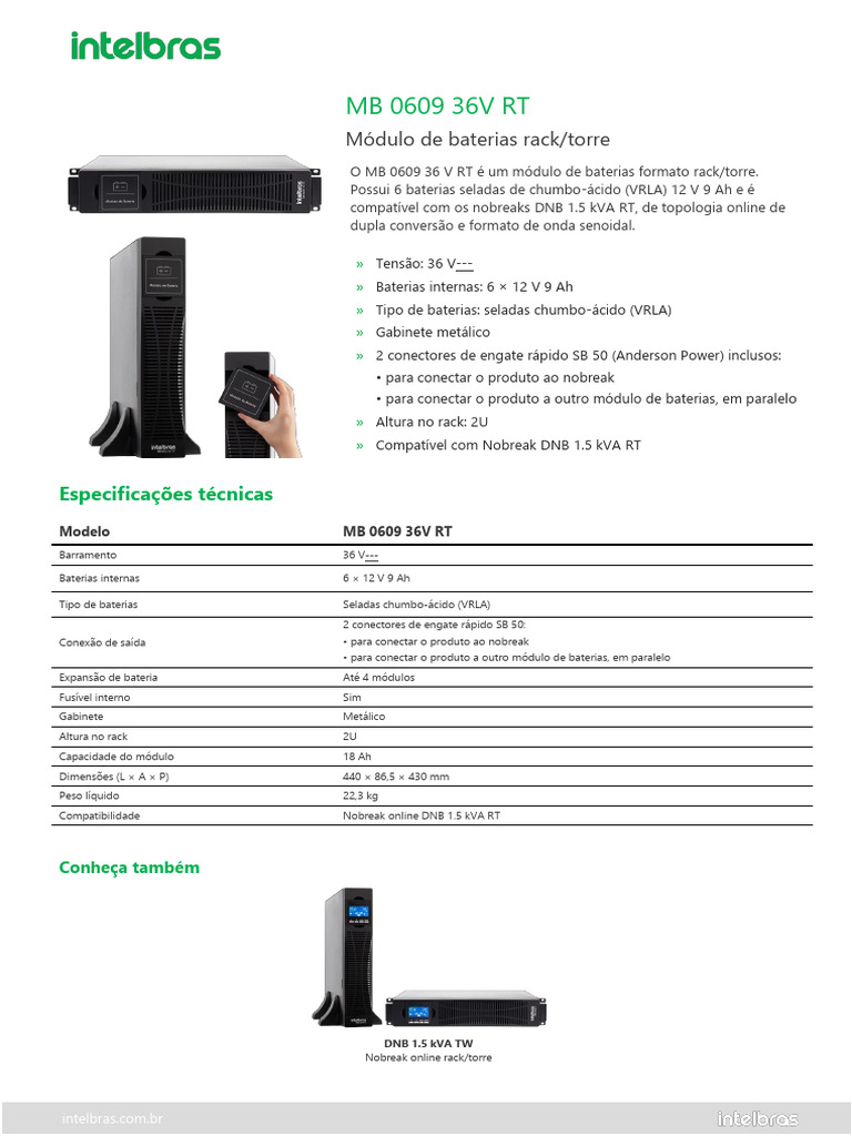 Módulo de Baterias MB 0609 36V RT | PDF