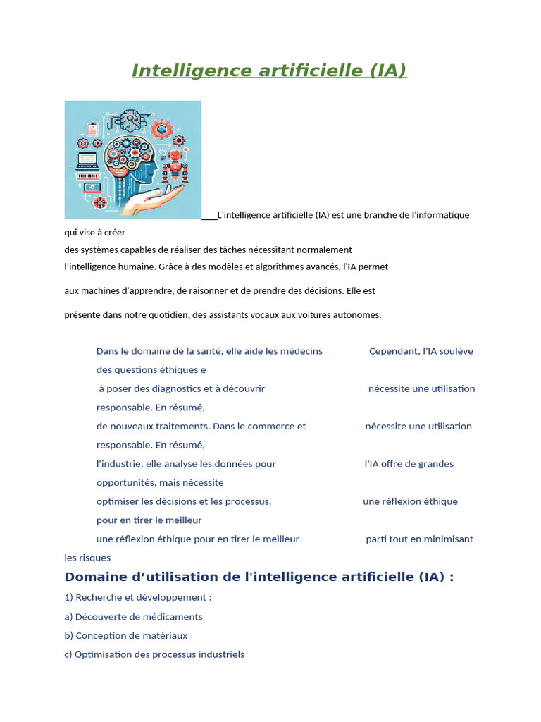 Applications et enjeux de l'IA | PDF