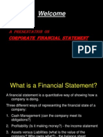 Welcome: Corporate Financial Statement