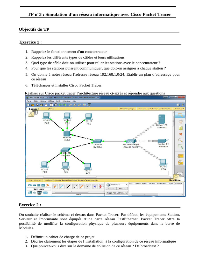 Simulation réseau avec Cisco Packet Tracer | PDF