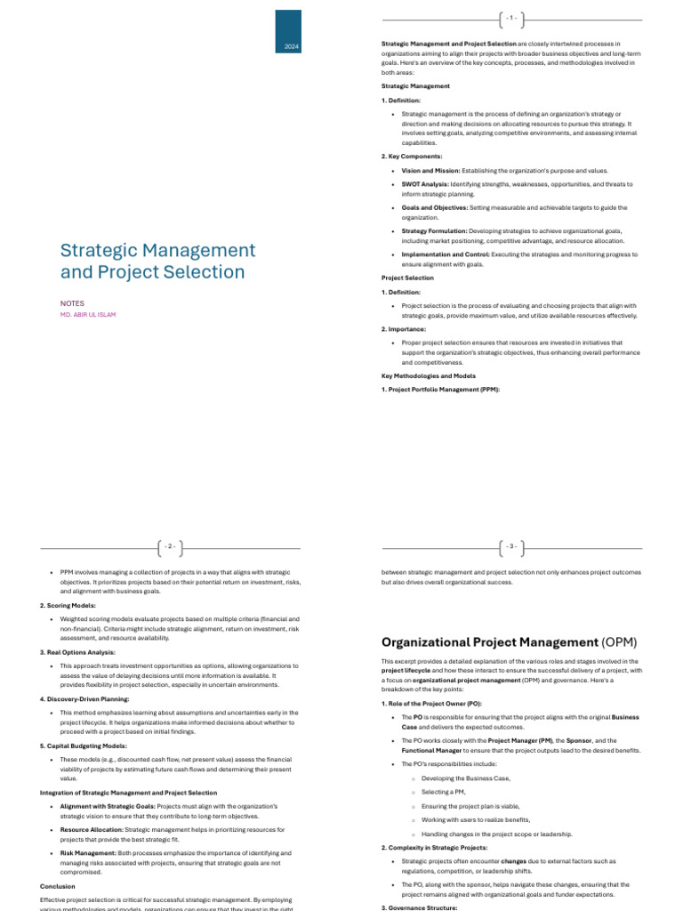 Strategic Management & Project Selection Guide | PDF | Strategic ...
