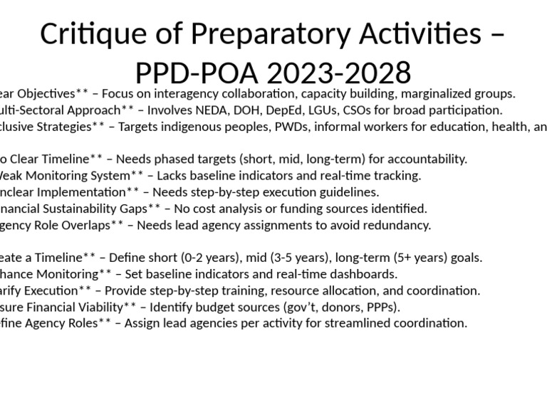 Critique of PPD-POA 2023-2028 Strategies | PDF