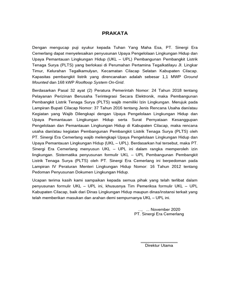 UKL-UPL PLTS Karawang oleh PT. SEC | PDF