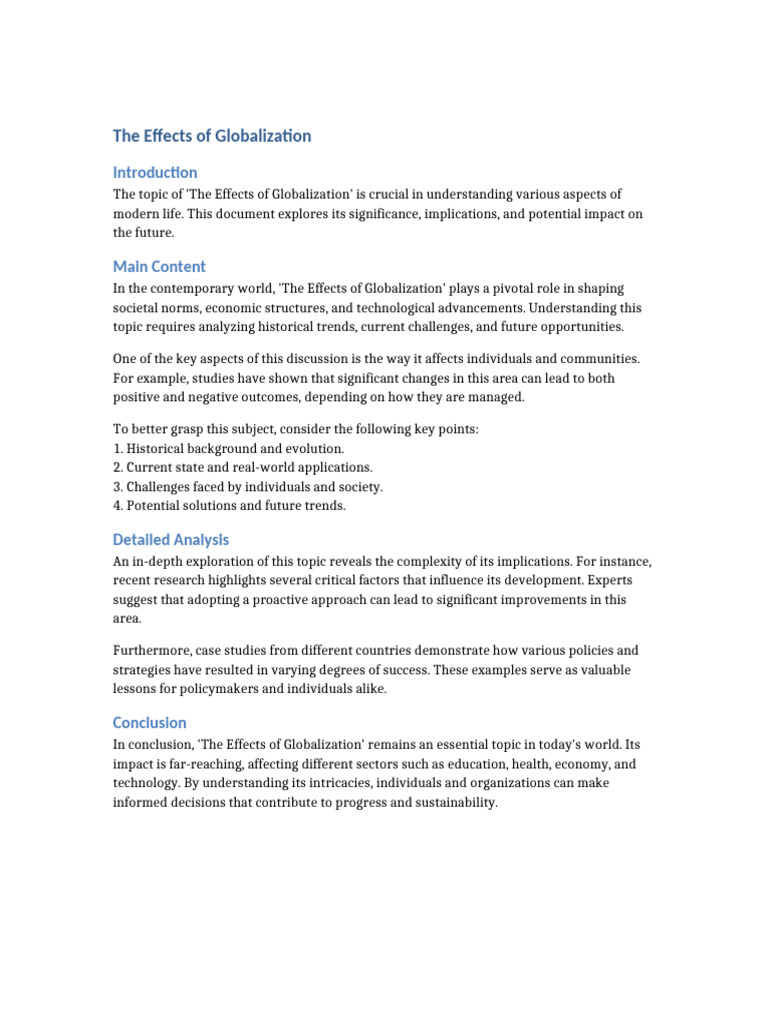 Understanding Globalization's Impact | PDF
