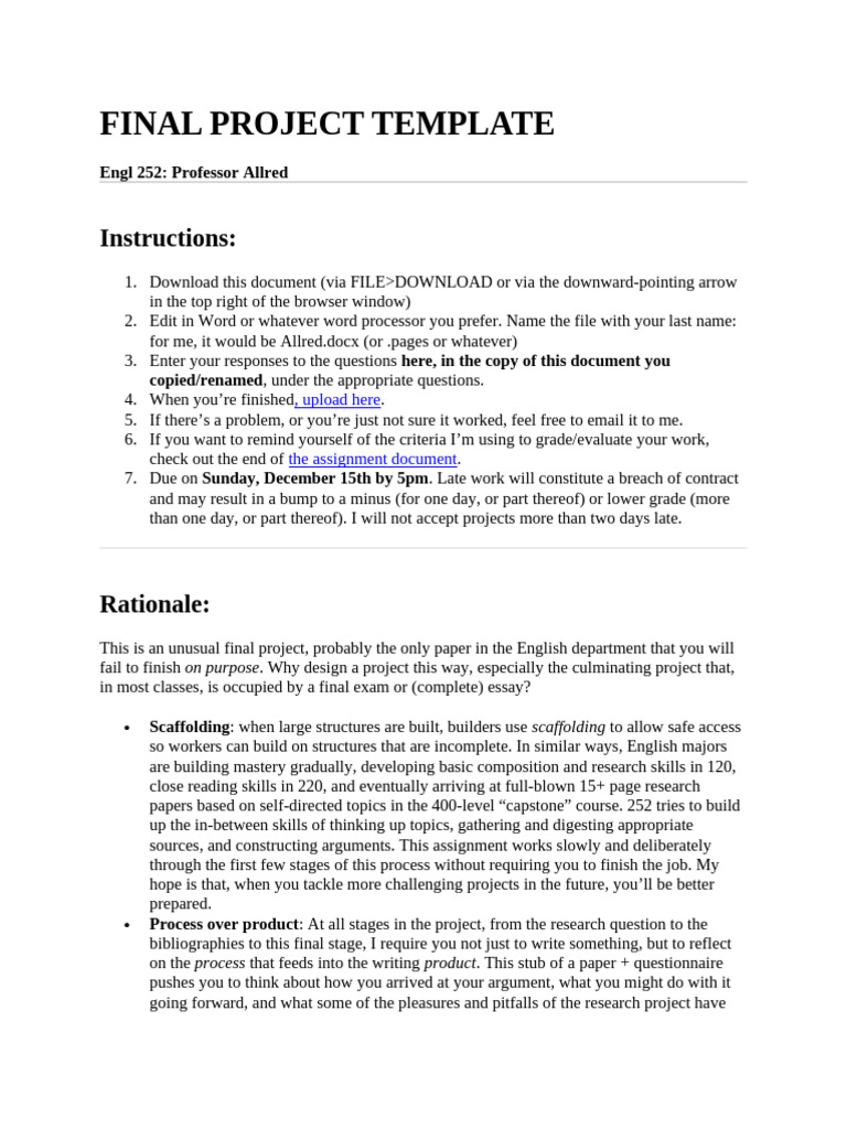 final-project-template-word | PDF | Essays
