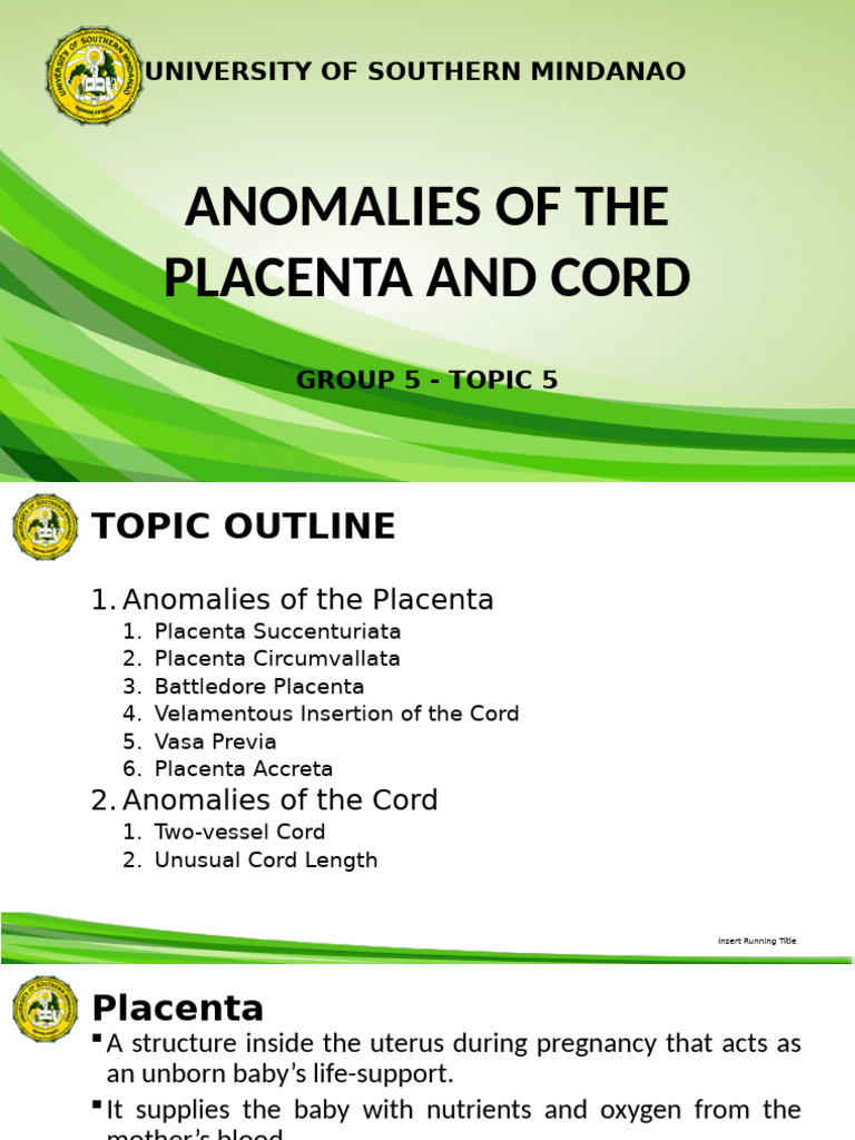 Placenta and Cord Anomalies Overview | PDF | Placenta | Human Reproduction